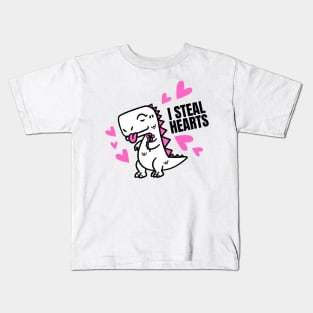 I Steal Hearts With a Cute Dinosaur for Your Little Kid Kids T-Shirt